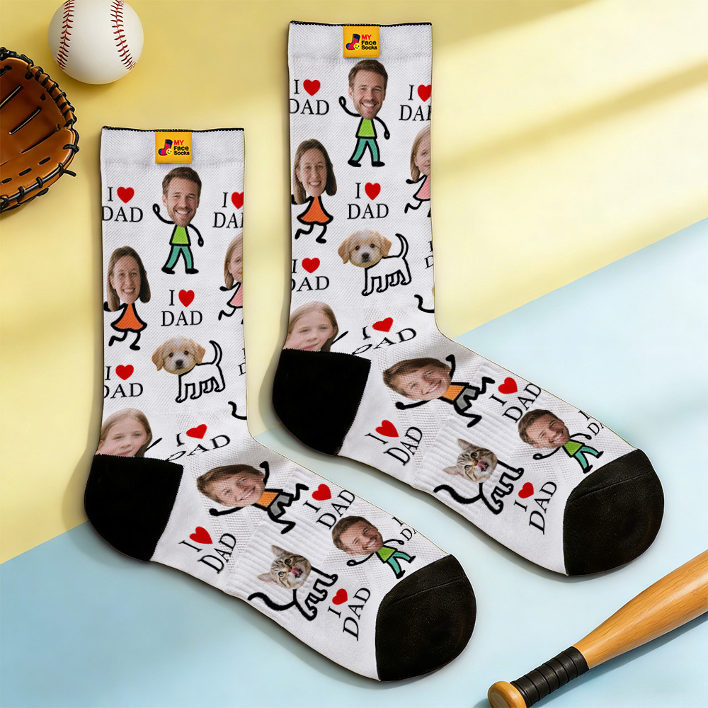Personalized Socks with Faces Custom Funny Photo Socks for Dad, Father's Day Gift