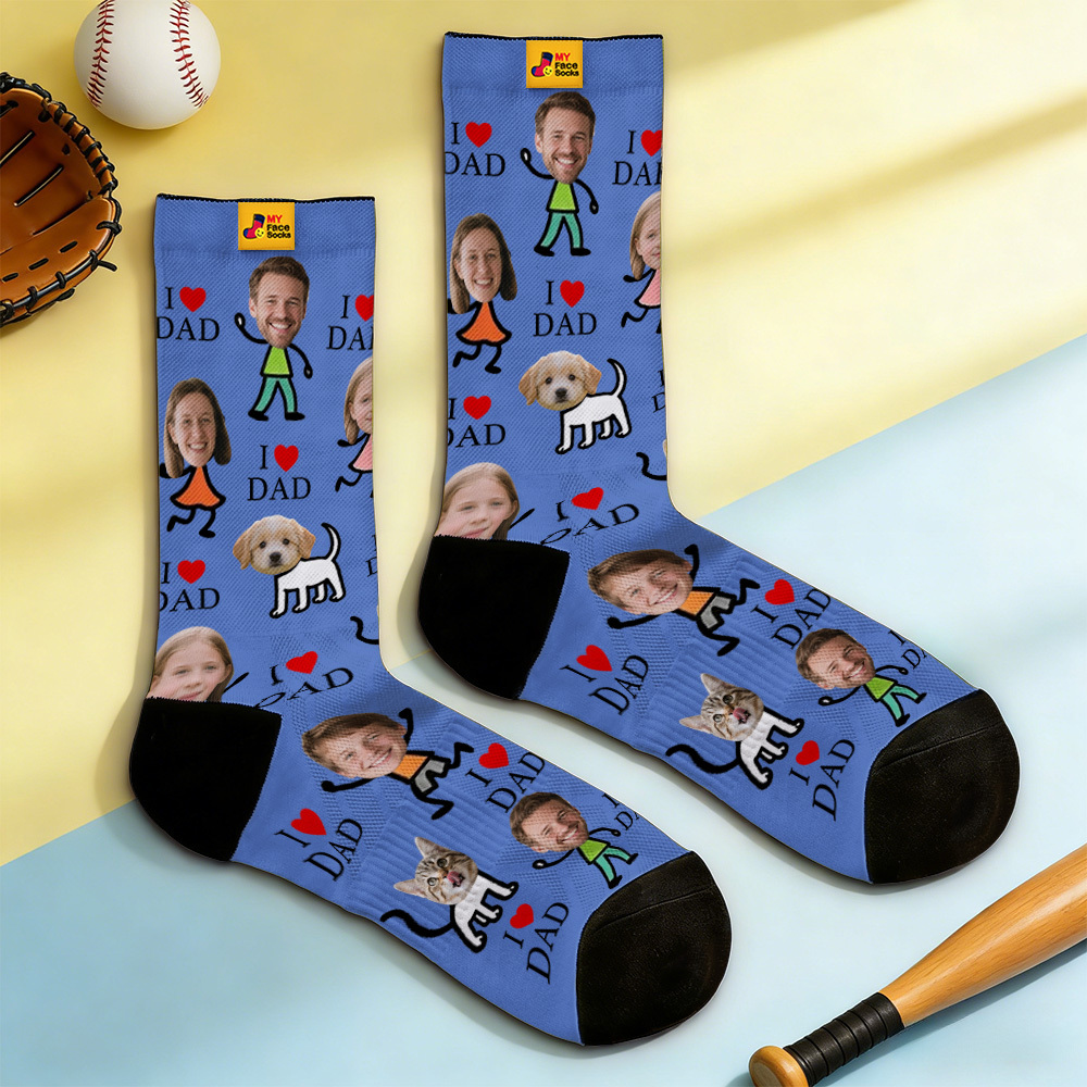 Personalized Socks with Faces Custom Funny Photo Socks for Dad, Father's Day Gift
