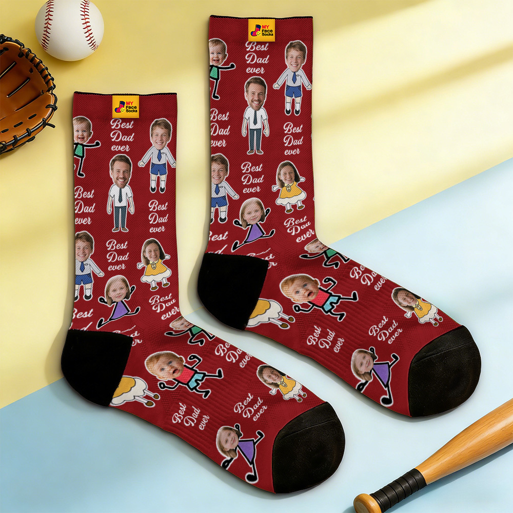 Personalized Socks with Faces Custom Funny Photo Socks for Dad, Father's Day Gift