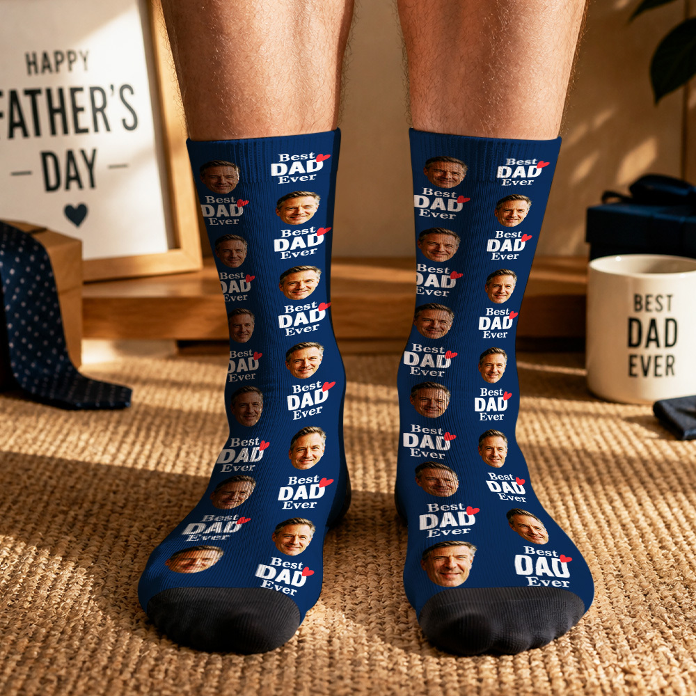 Personalized Photo Socks for Dad, Custom Face Socks, Fathers Birthday Gift
