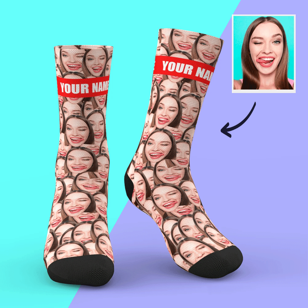 Christmas Gift Ideas, Custom Face Mash Socks Add Pictures and Name