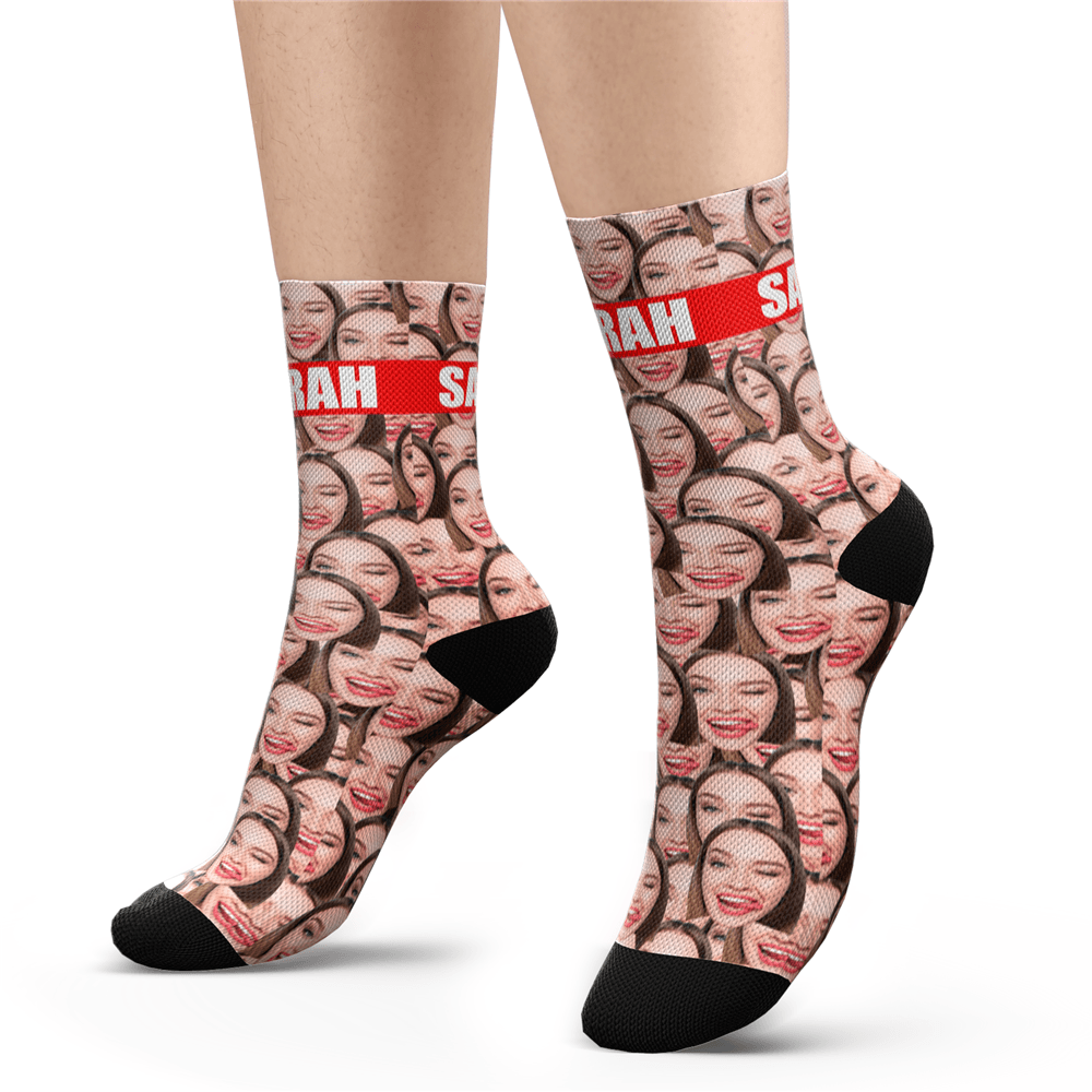 Gifts for Men, Custom Face Socks Add Pictures and Name - Face Mash