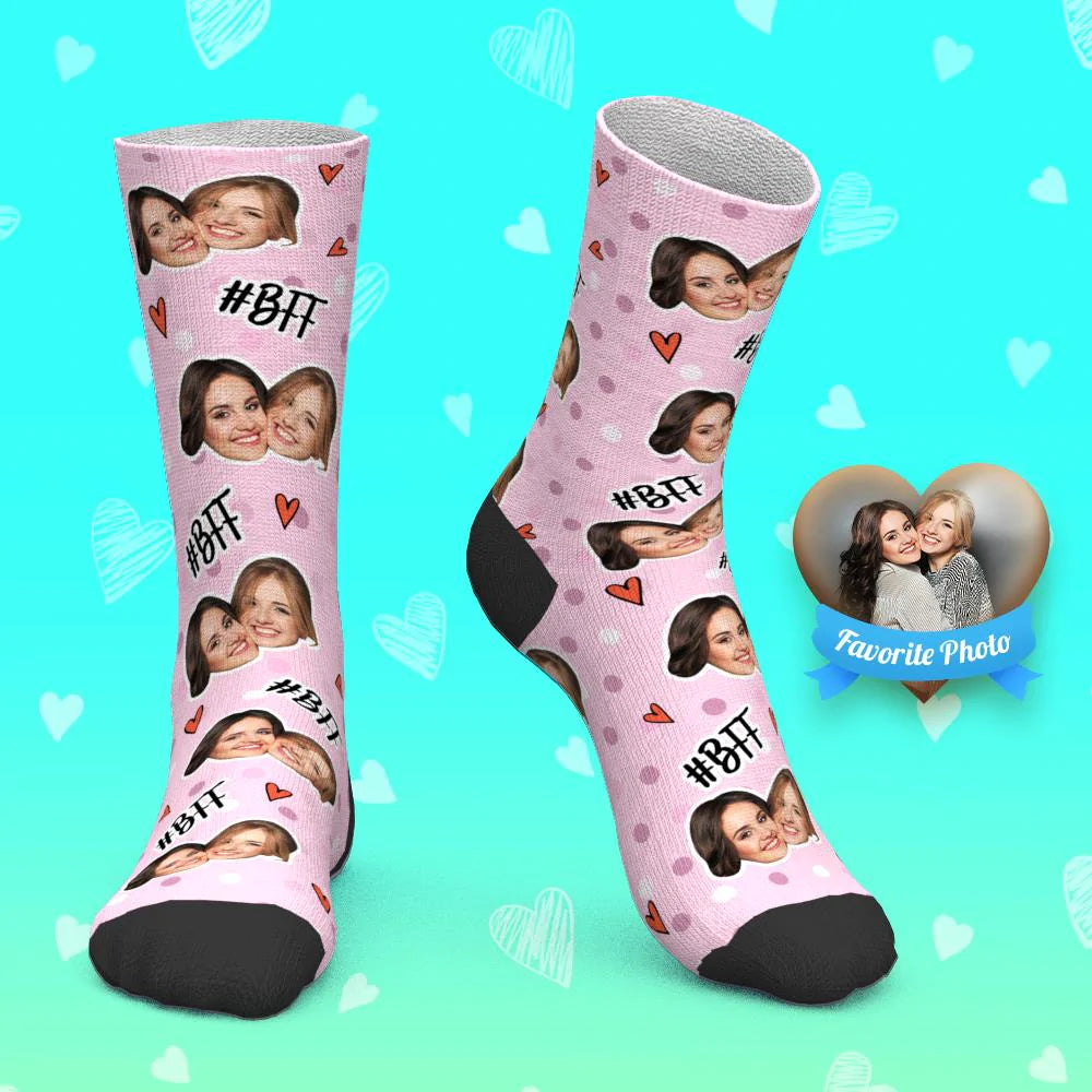 Printed In USA Custom Face Socks Add Pictures My Face Socks BFF
