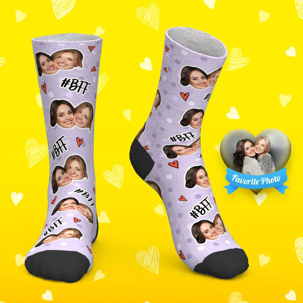 Printed In USA Custom Face Socks Add Pictures My Face Socks BFF