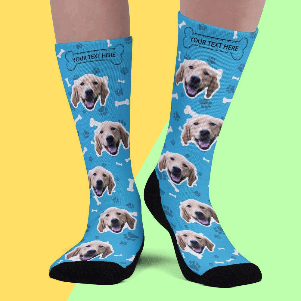 Christmas Gift, Custom Upgrade Breathable Face Socks Add Pictures and Name Dog