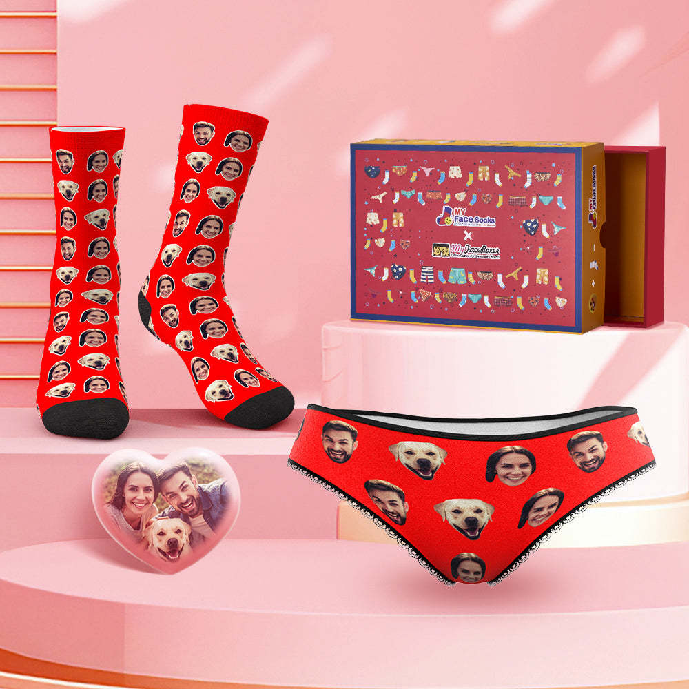 Custom Colorful Panties And Socks Set with Your Photo Co-Branding Set
