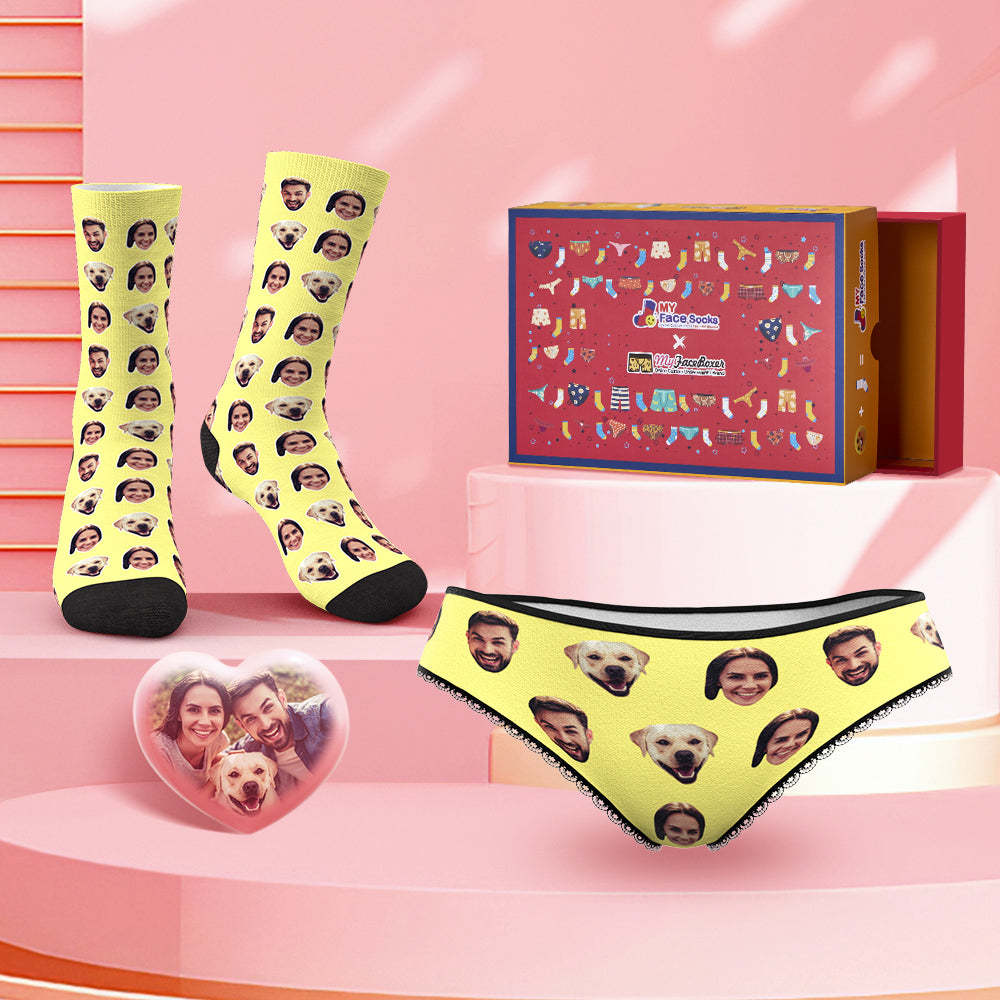 Custom Colorful Panties And Socks Set with Your Photo Co-Branding Set