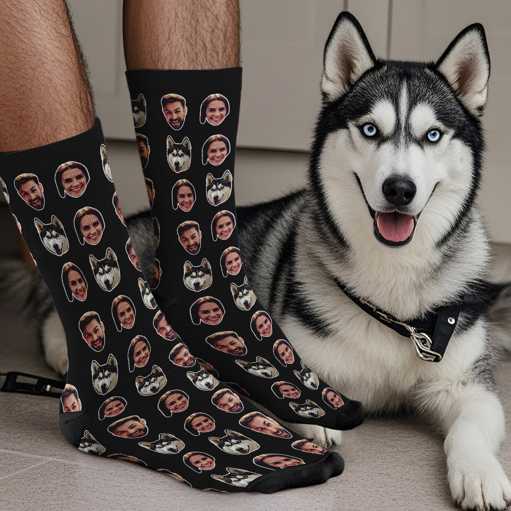 Online Preview Custom Face Socks With Your Photo - Two Faces