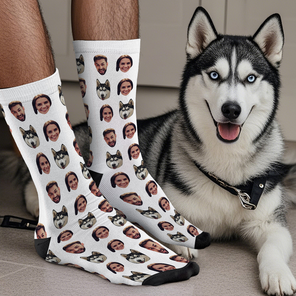 Online Preview Custom Face Socks With Your Photo - Two Faces