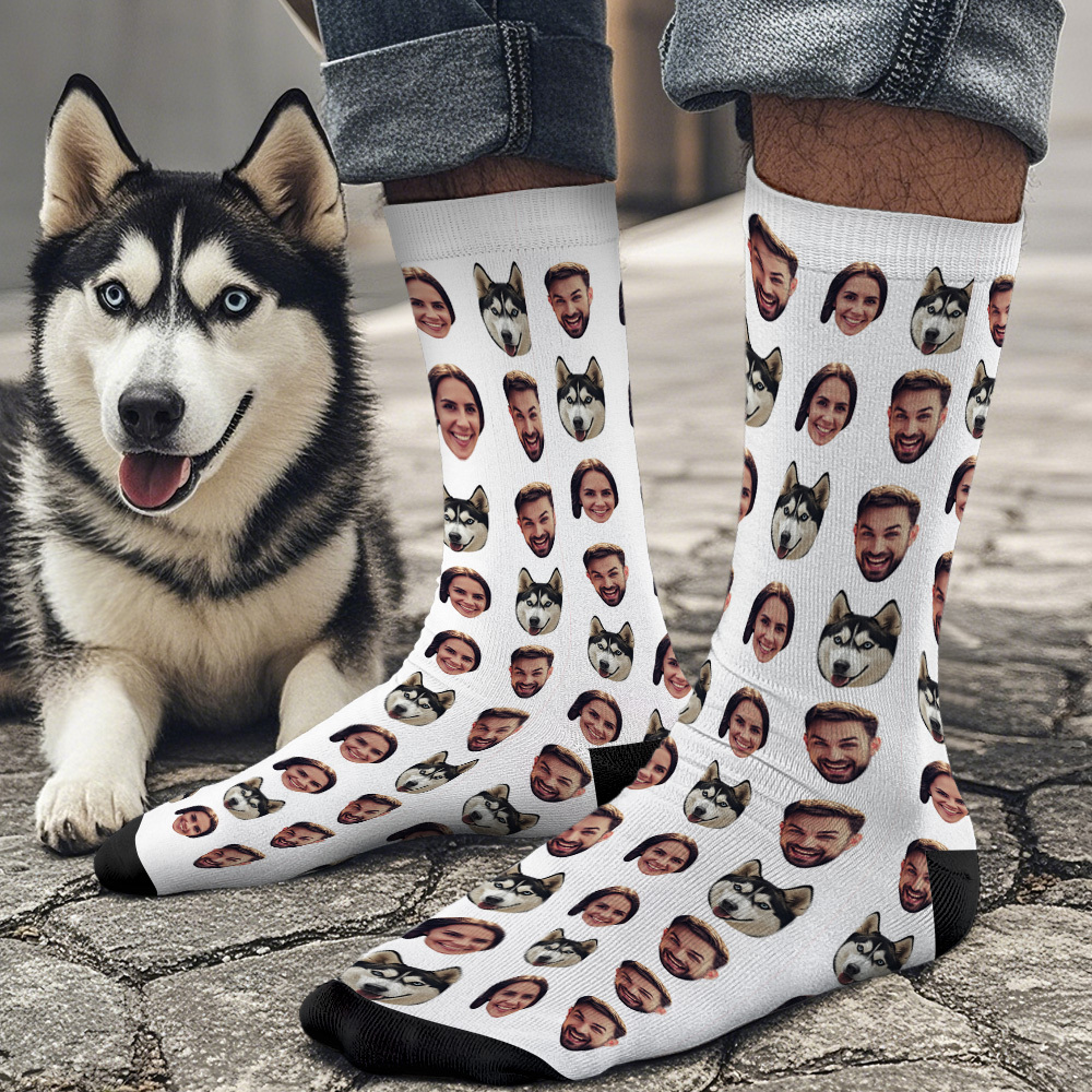 Online Preview Custom Face Socks With Your Photo - Two Faces