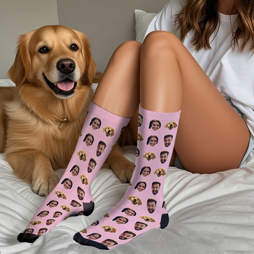 Online Preview Custom Face Socks With Your Photo - Two Faces