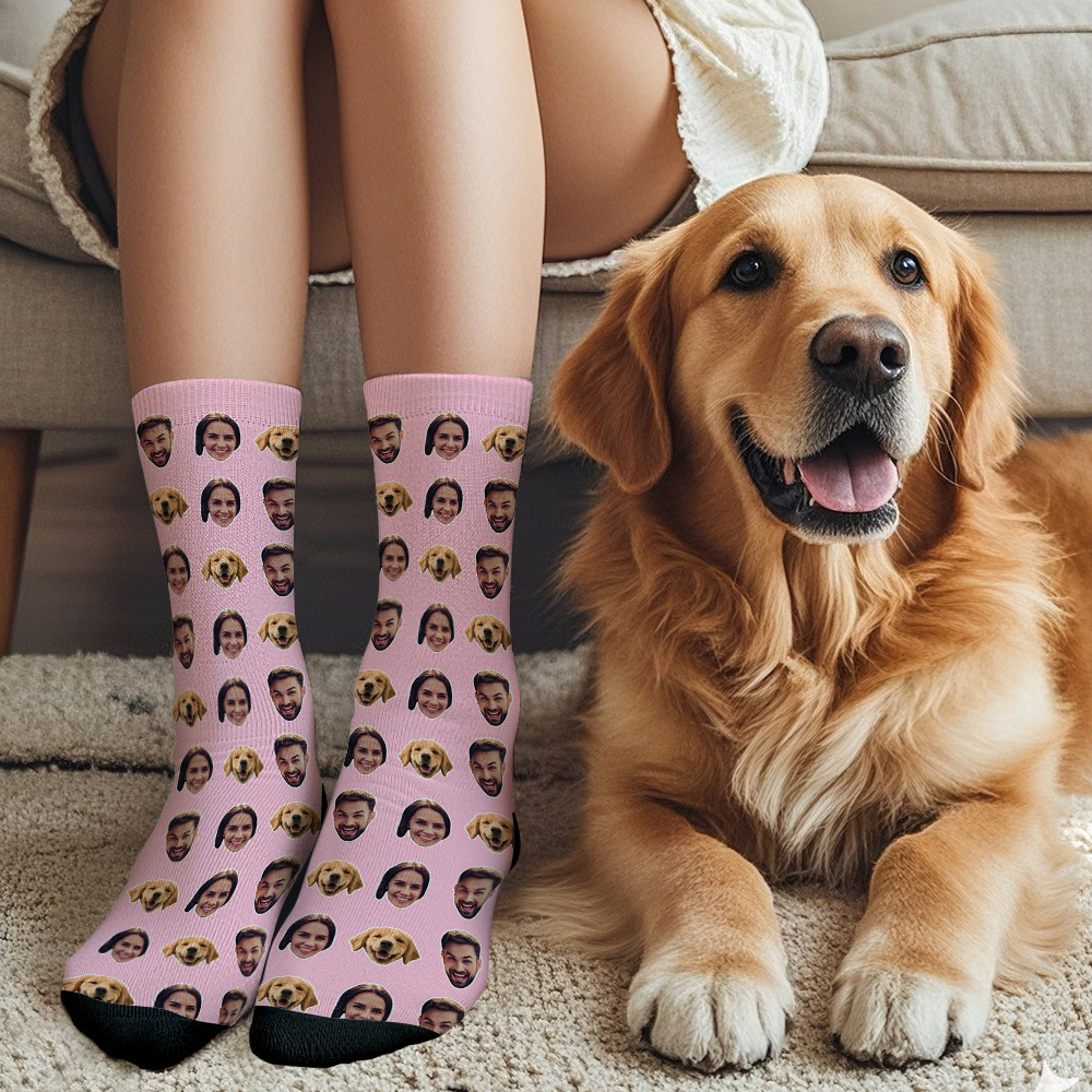 Online Preview Custom Face Socks With Your Photo - Two Faces