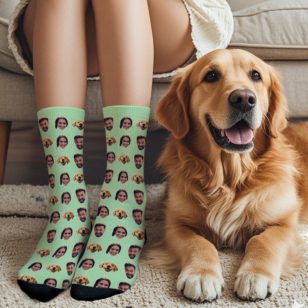 Online Preview Custom Face Socks With Your Photo - Two Faces