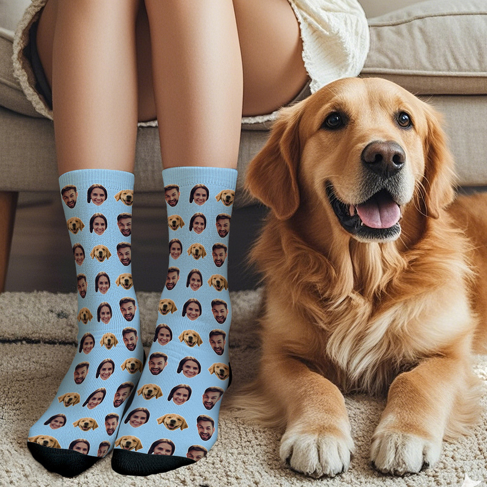 Online Preview Custom Face Socks With Your Photo - Two Faces