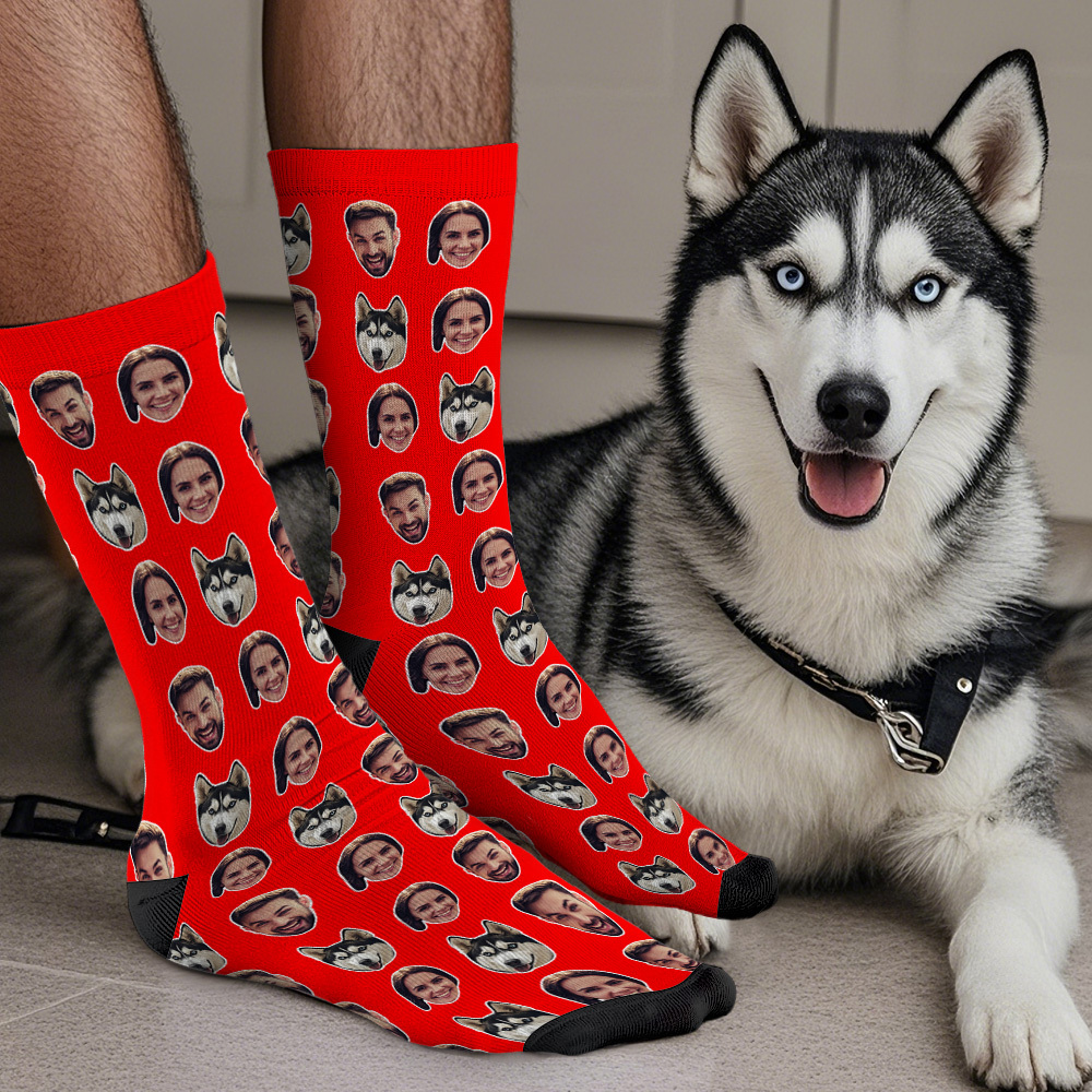 Online Preview Custom Face Socks With Your Photo - Two Faces