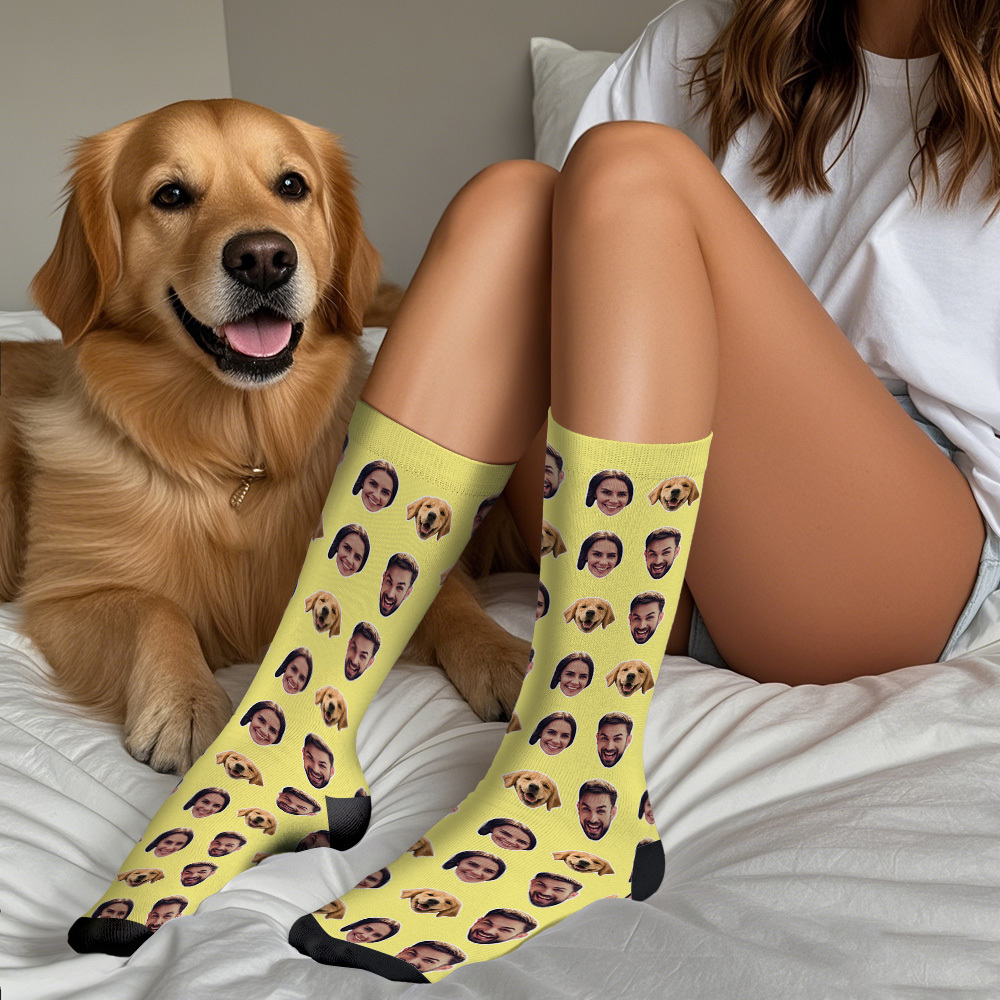 Online Preview Custom Face Socks With Your Photo - Two Faces