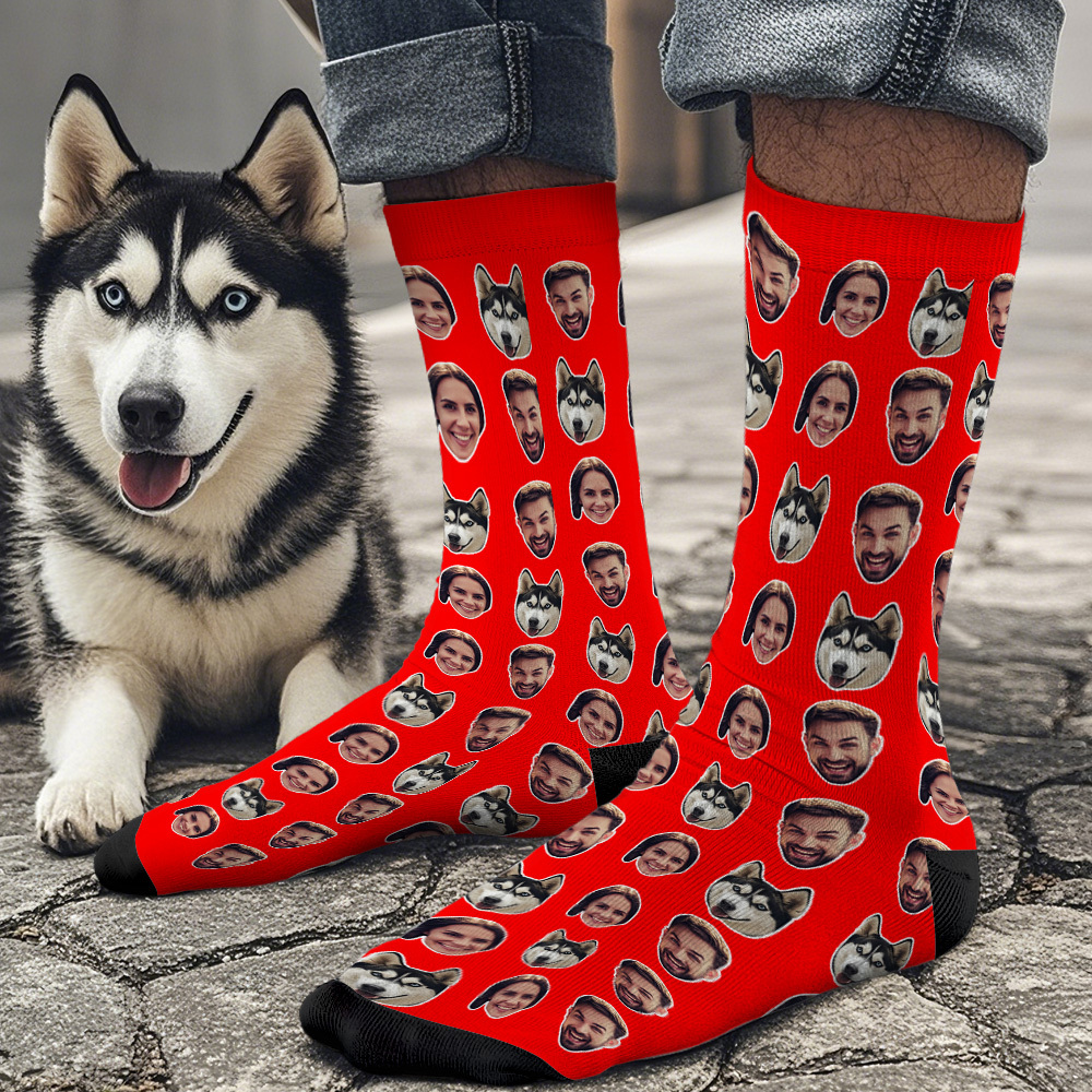 Online Preview Custom Face Socks With Your Photo - Two Faces