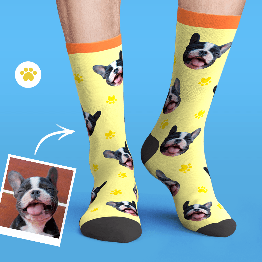 Printed In USA Custom Face Socks Add Pictures My Face Socks Pet Face Socks-Bone