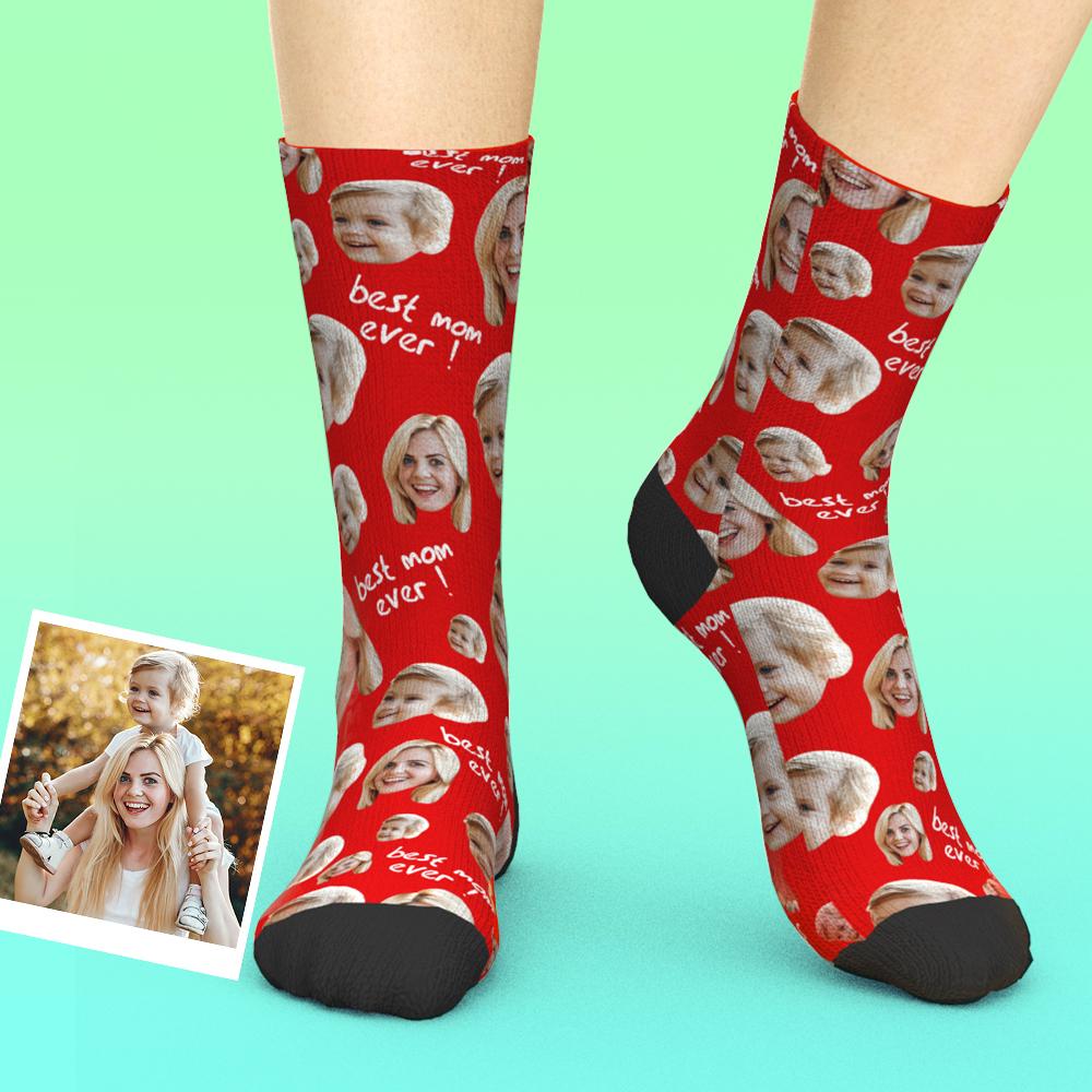 Printed In USA Custom Face Socks Add Pictures and Name My Face Socks For Mother Best Mom Ever
