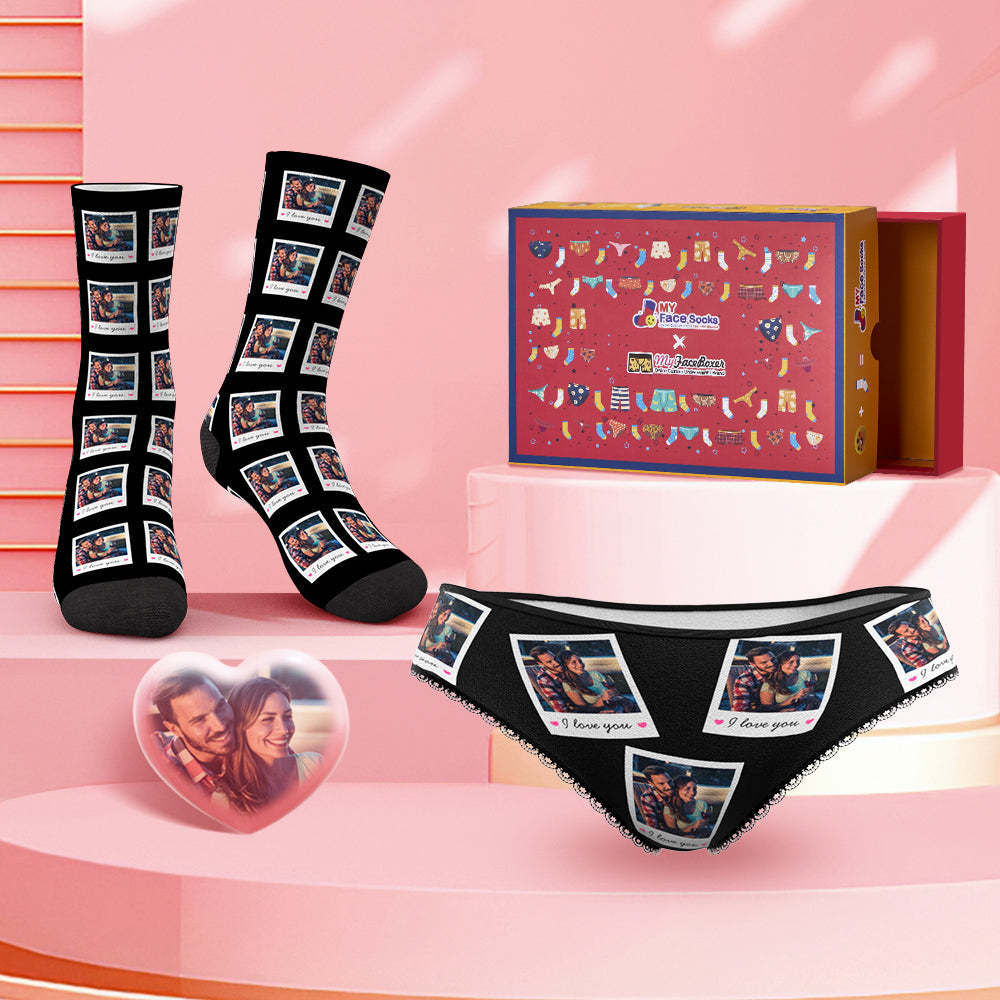 Custom Photo Panties And Socks Set For Her Co-Branding Set