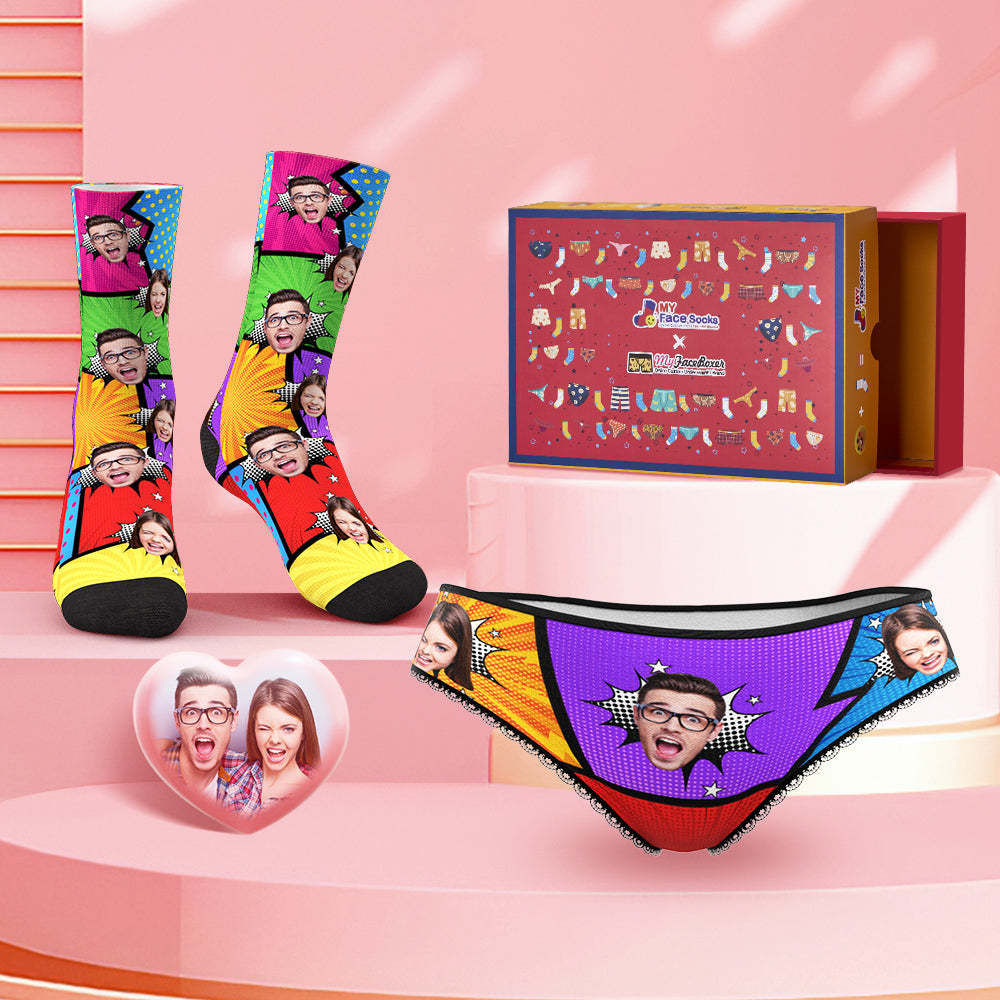 Custom Face Panties And Socks Set For Her Funny Comics Co-Branding Set