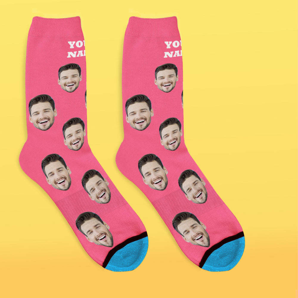 Custom 3D Digital Printed Face Socks Add Pictures and Name - Colorful