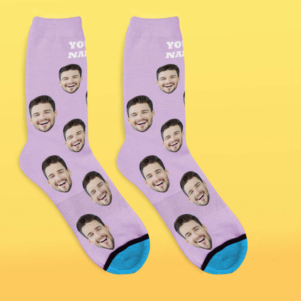 Custom 3D Digital Printed Face Socks Add Pictures and Name - Colorful
