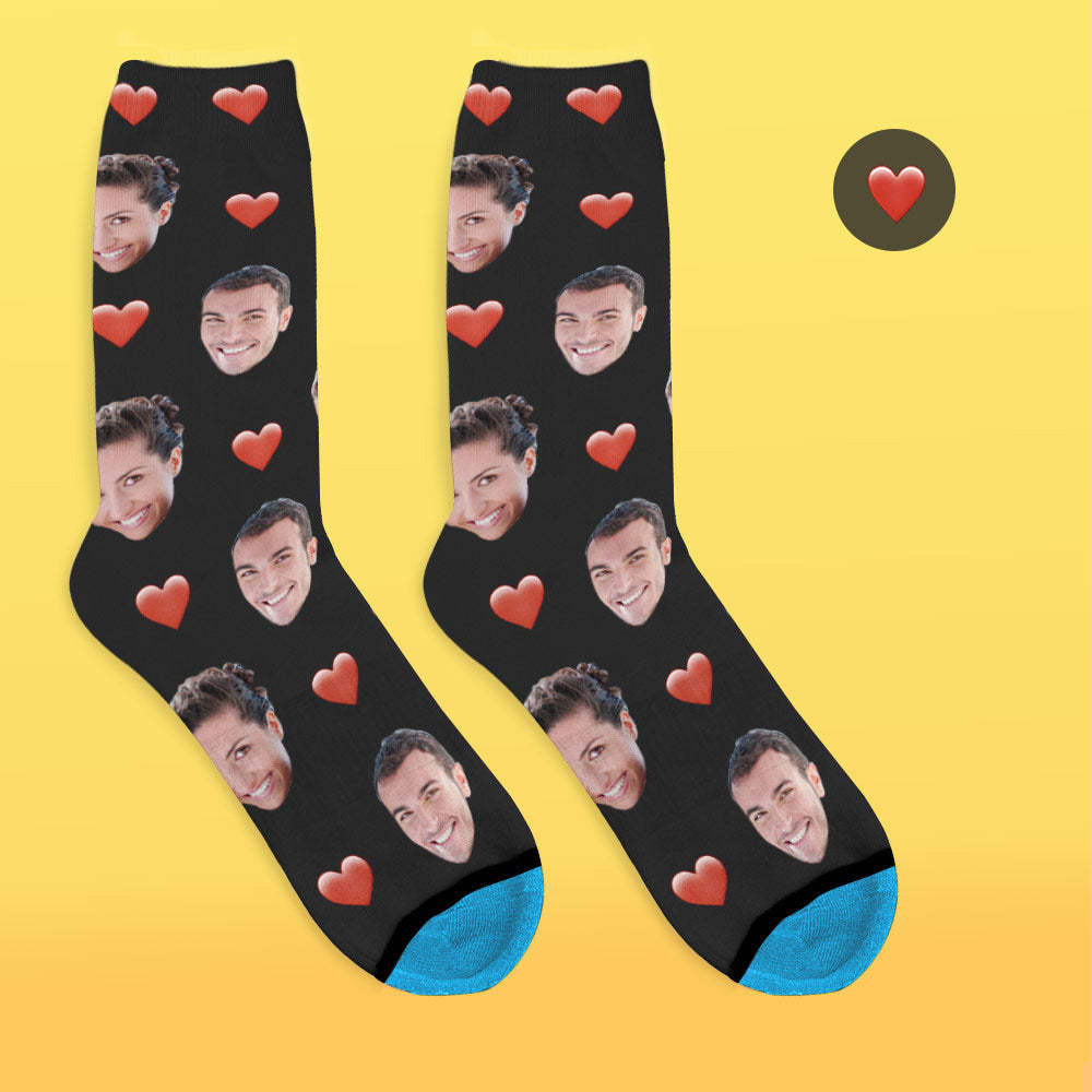 Custom 3D Digital Printed Face Socks Add Pictures and Name - Heart