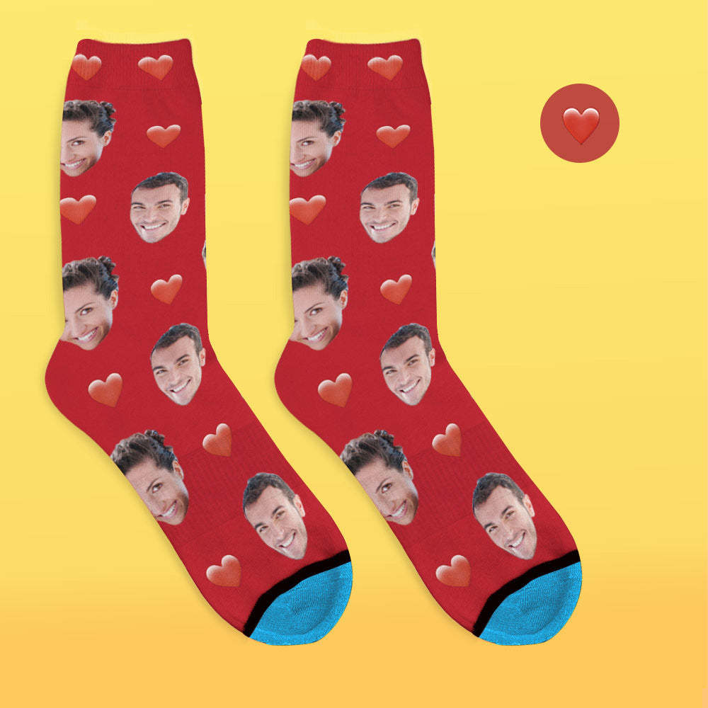 Custom 3D Digital Printed Face Socks Add Pictures and Name - Heart