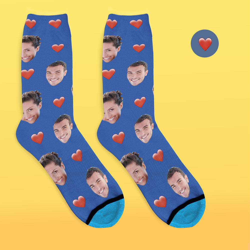 Custom 3D Digital Printed Face Socks Add Pictures and Name - Heart