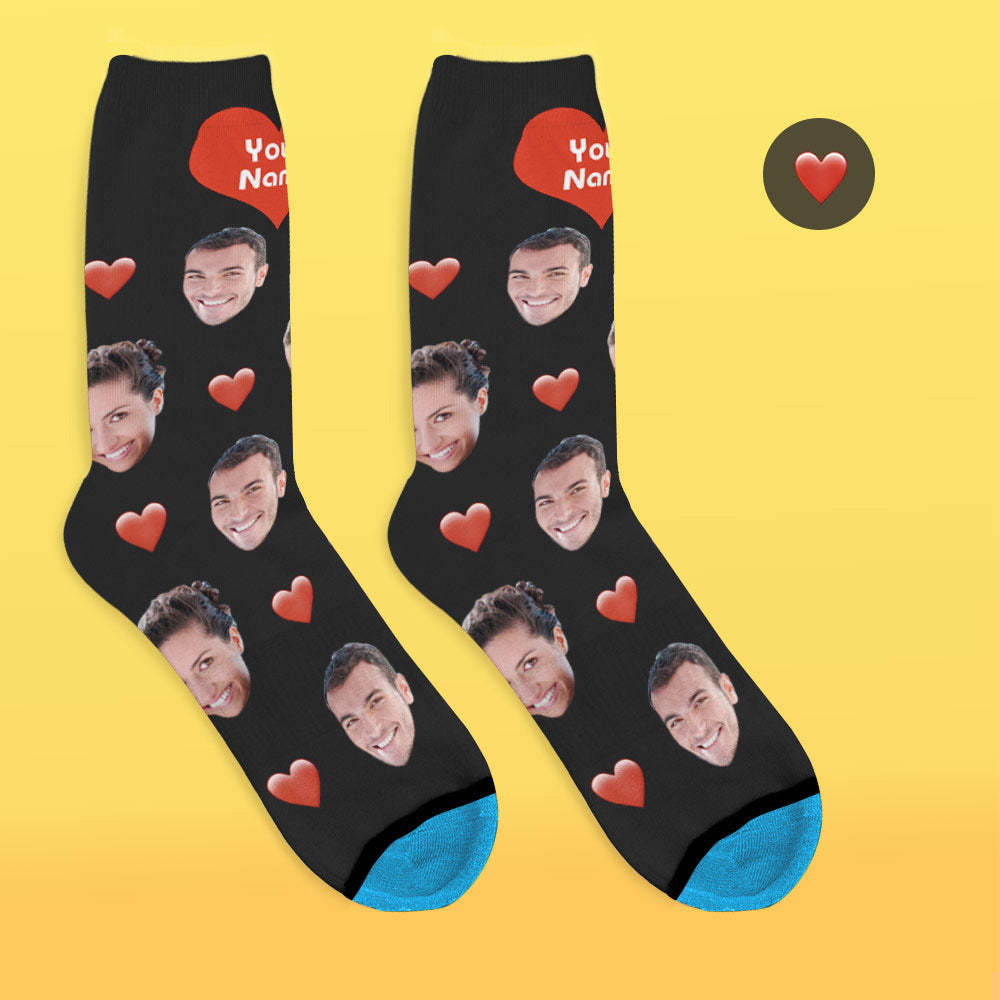 Custom 3D Digital Printed Face Socks Add Pictures and Name - Heart