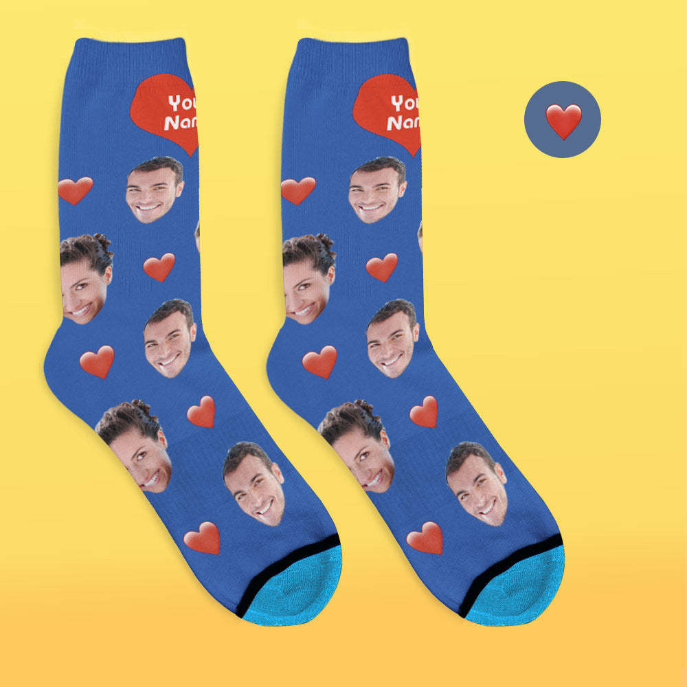 Custom 3D Digital Printed Face Socks Add Pictures and Name - Heart