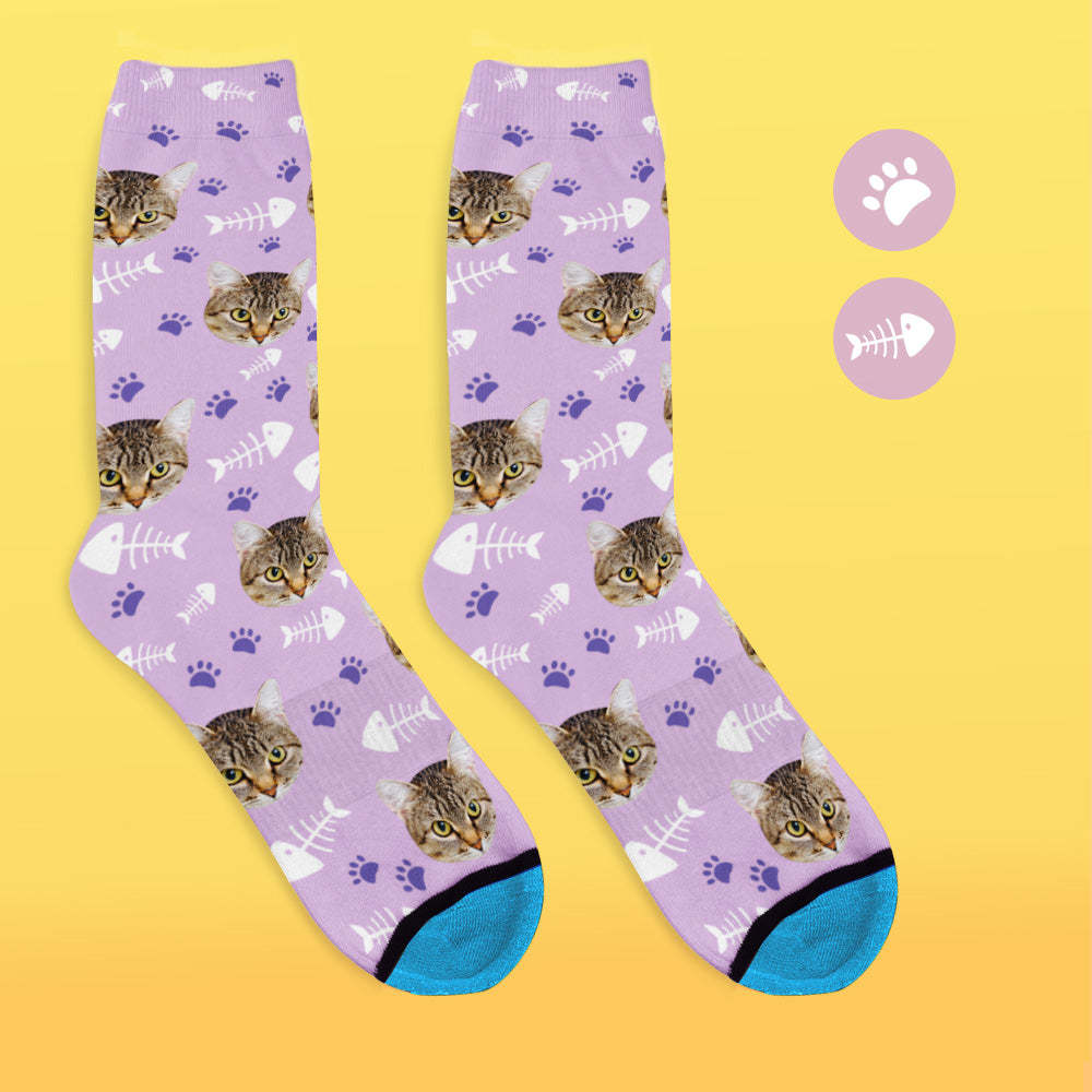 Custom 3D Digital Printed Face Socks Add Pictures and Name - Cat