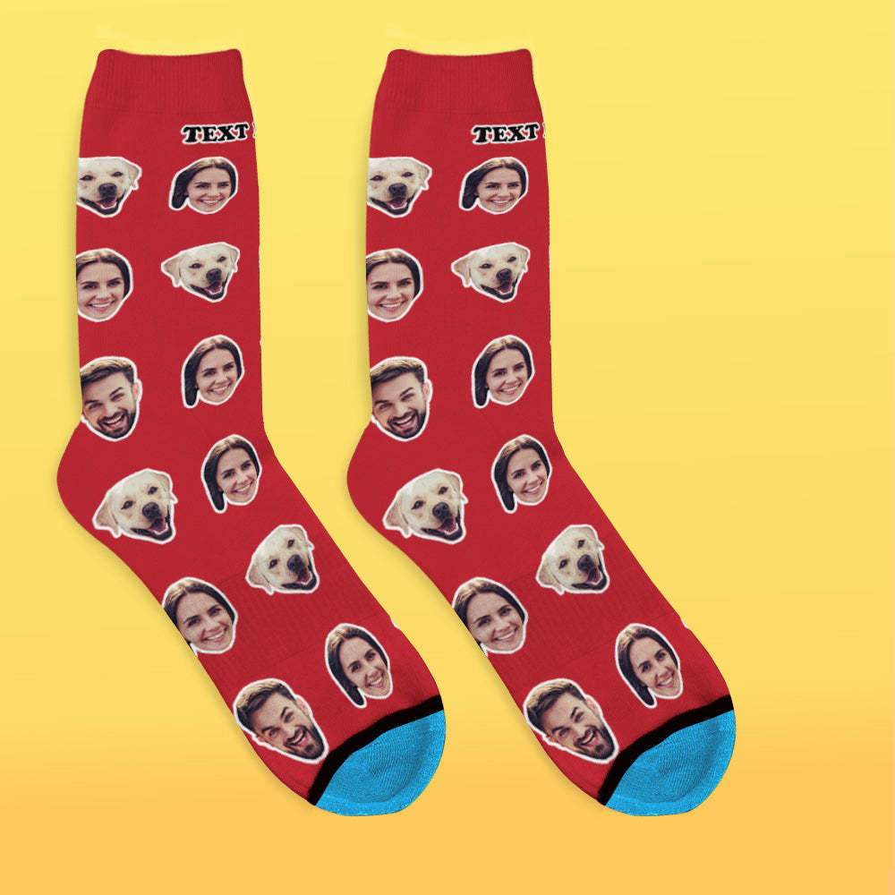 Custom 3D Digital Printed Face Socks Add Pictures and Name - Two Faces