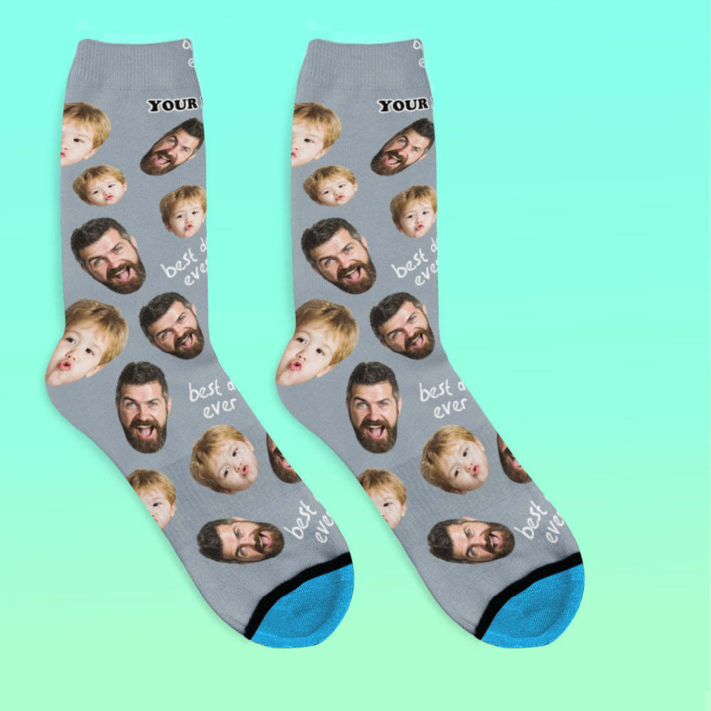 Custom 3D Digital Printed Face Socks Add Pictures and Name - Best Dad Ever