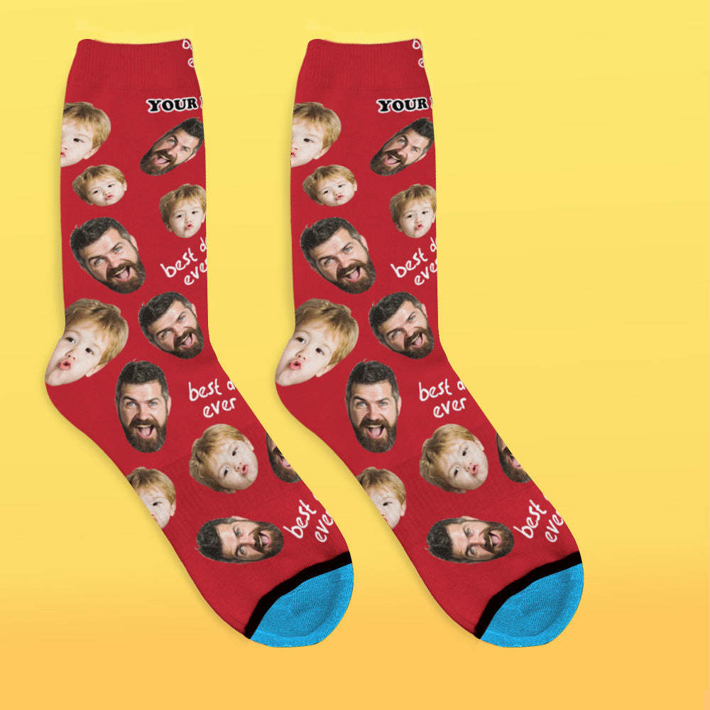 Custom 3D Digital Printed Face Socks Add Pictures and Name - Best Dad Ever