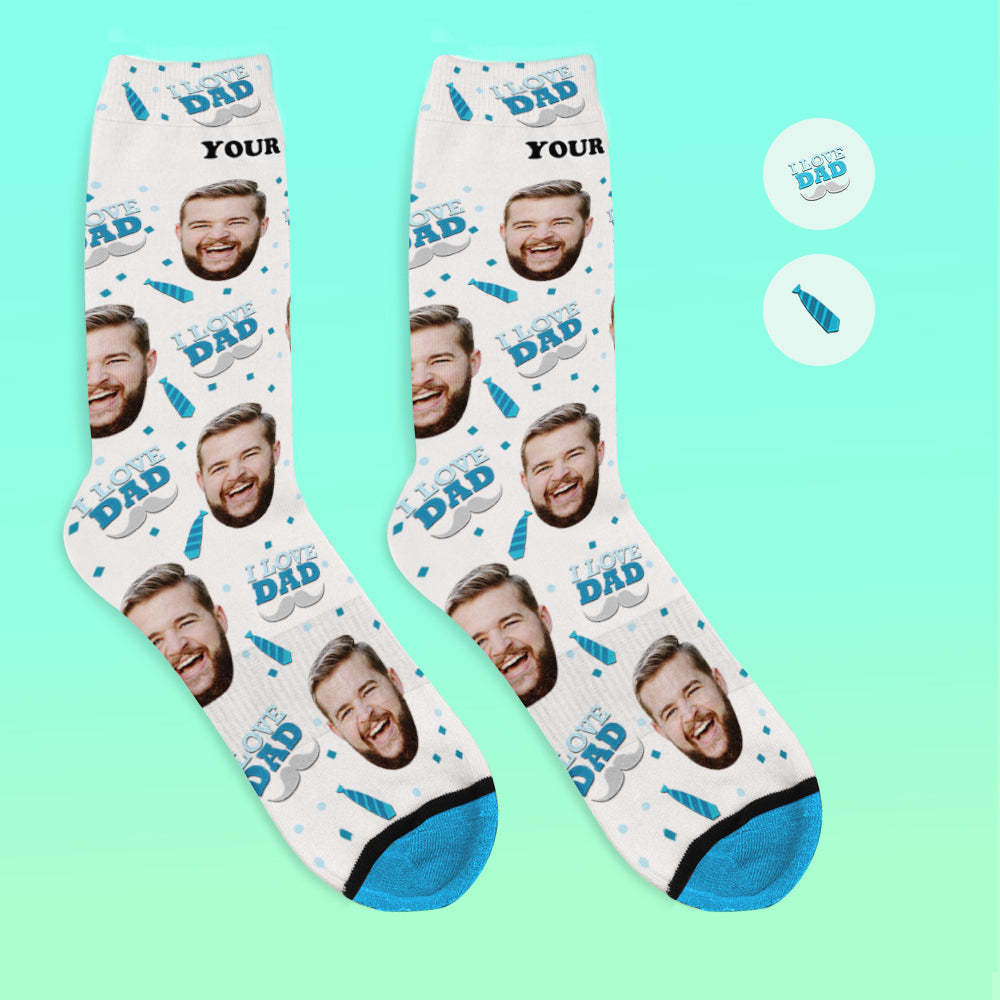 Custom 3D Digital Printed Face Socks Add Pictures and Name - I Love Dad