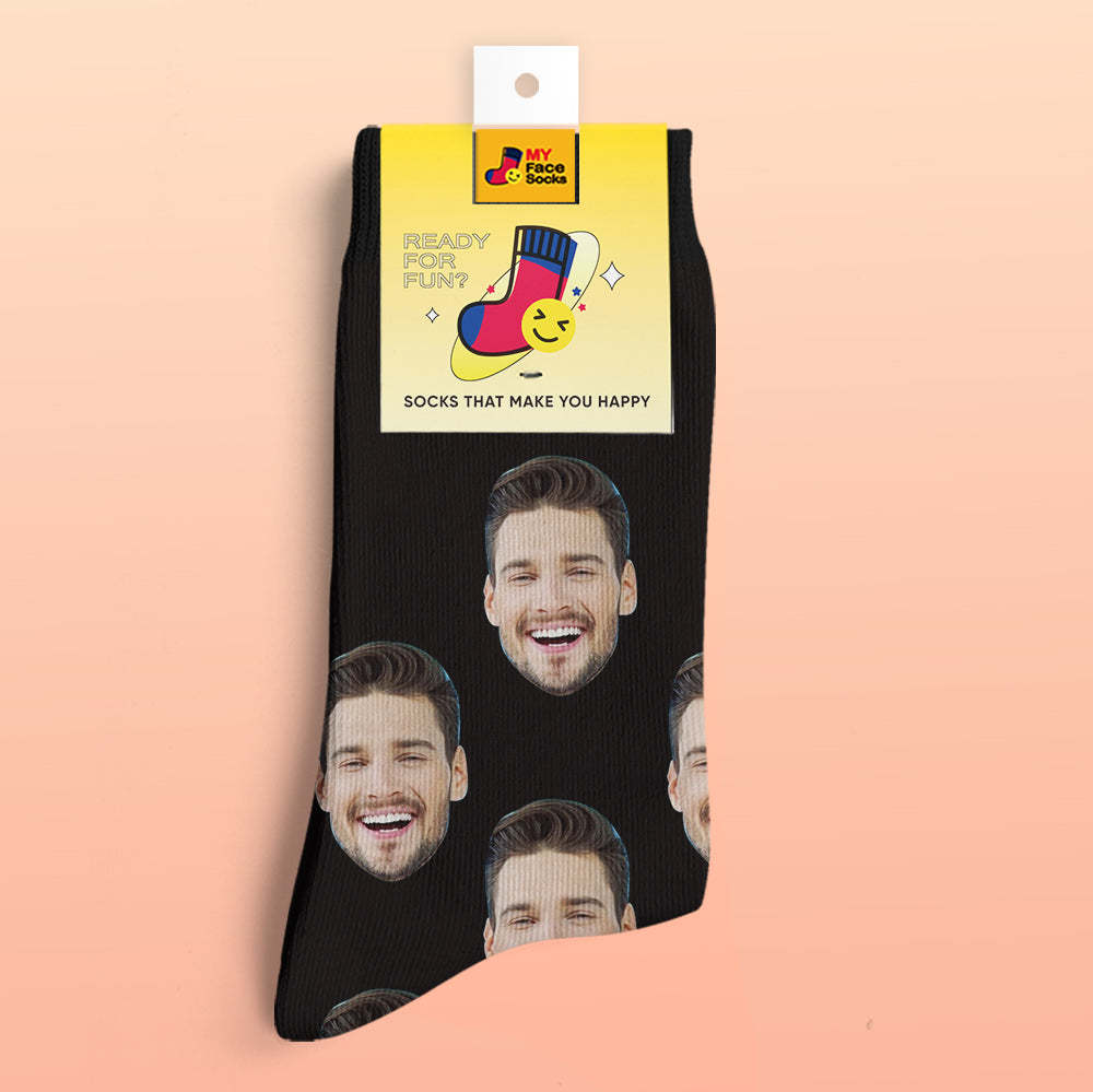 Custom 3D Digital Printed Socks My Face Socks Add Pictures and Name - Colorful