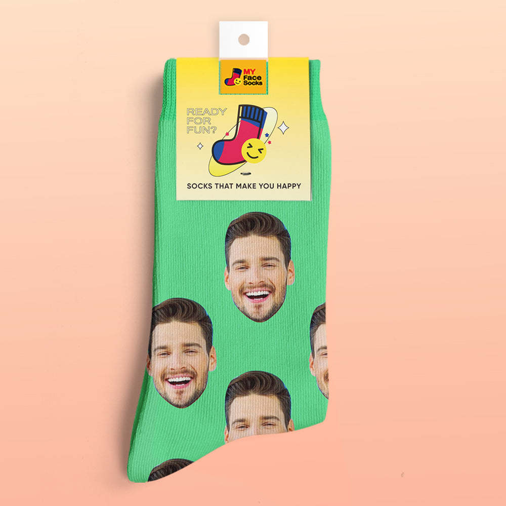 Custom 3D Digital Printed Socks My Face Socks Add Pictures and Name - Colorful