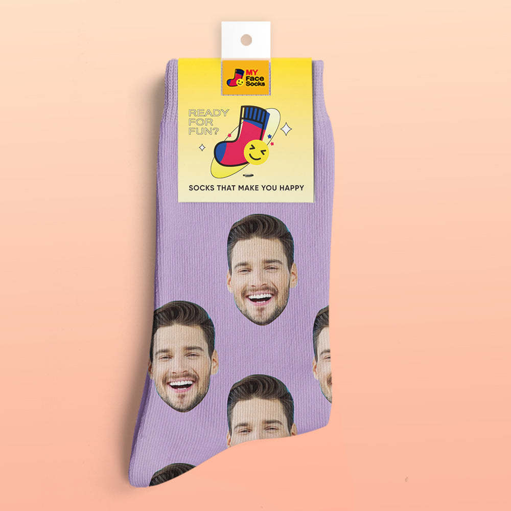 Custom 3D Digital Printed Socks My Face Socks Add Pictures and Name - Colorful