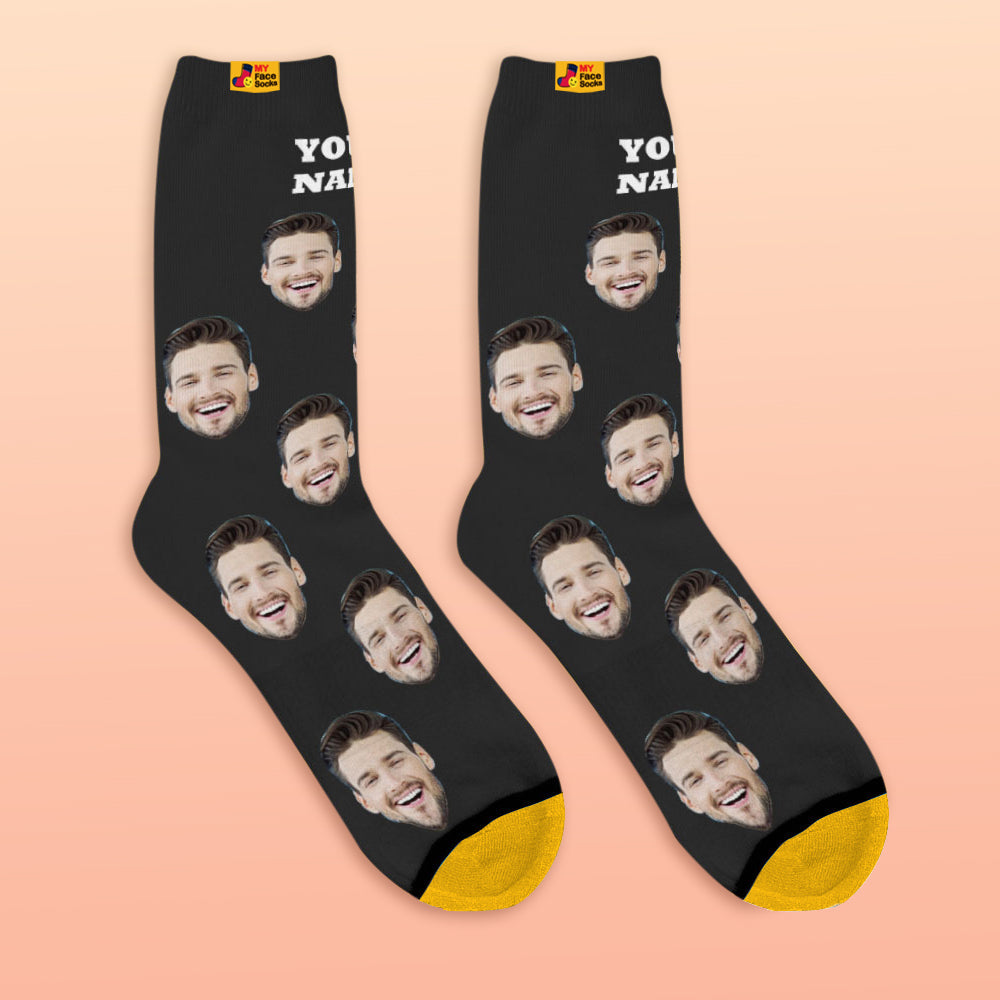 Halloween Socks,Custom 3D Digital Printed Socks My Face Socks Add Pictures and Name - Colorful