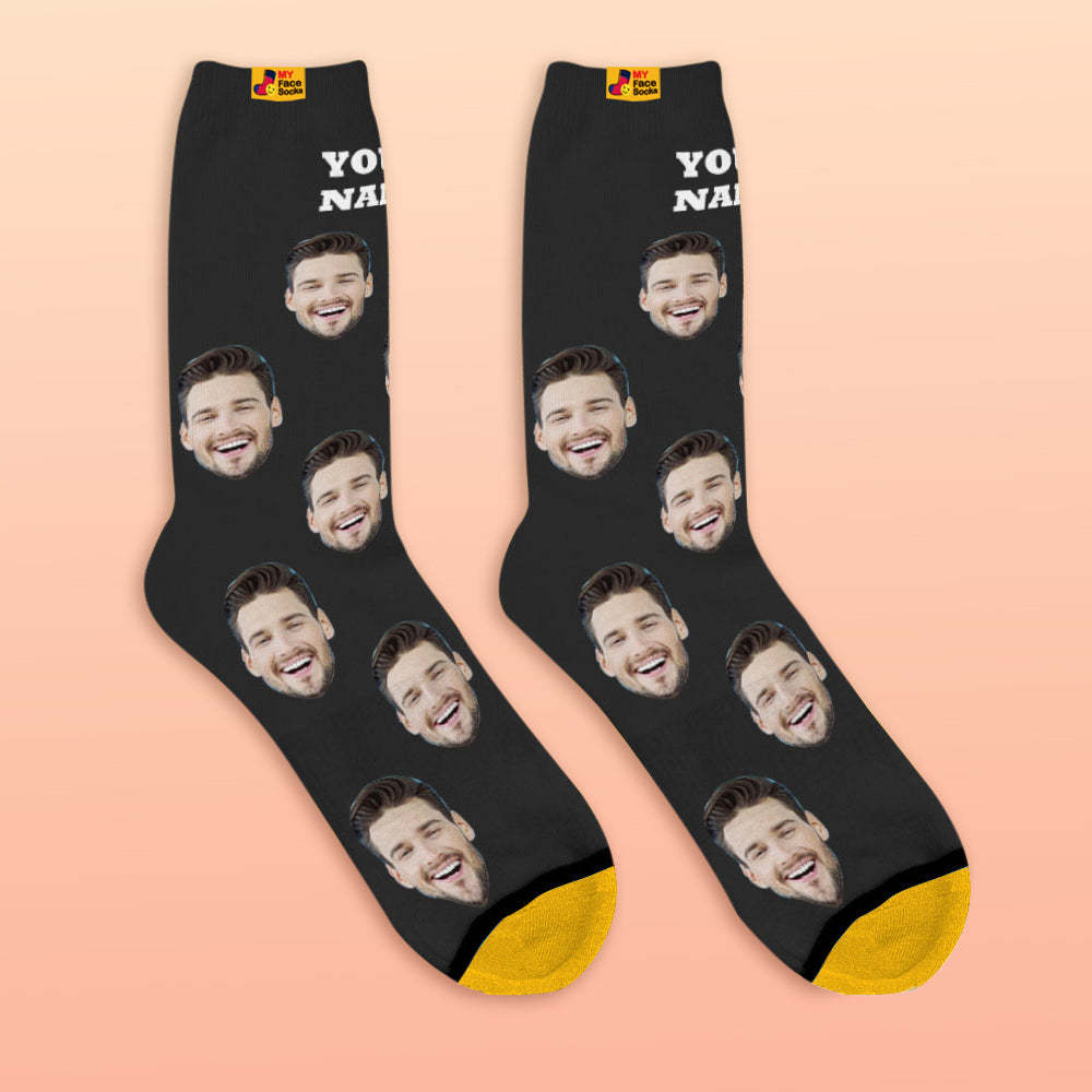 Custom 3D Digital Printed Socks My Face Socks Add Pictures and Name - Colorful