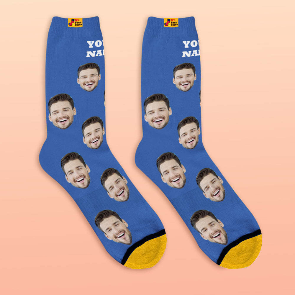 Custom 3D Digital Printed Socks My Face Socks Add Pictures and Name - Colorful