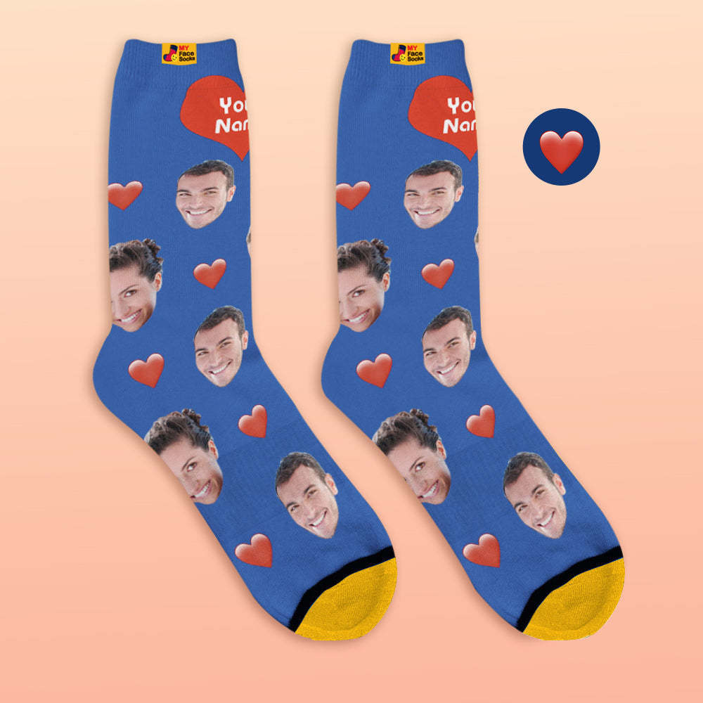 Custom 3D Digital Printed Socks My Face Socks Add Pictures and Name - Heart