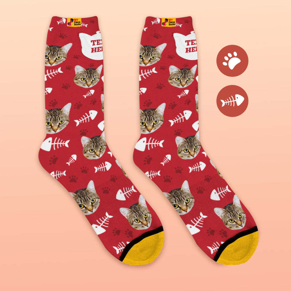 Custom 3D Digital Printed Socks My Face Socks Add Pictures and Name - Cat