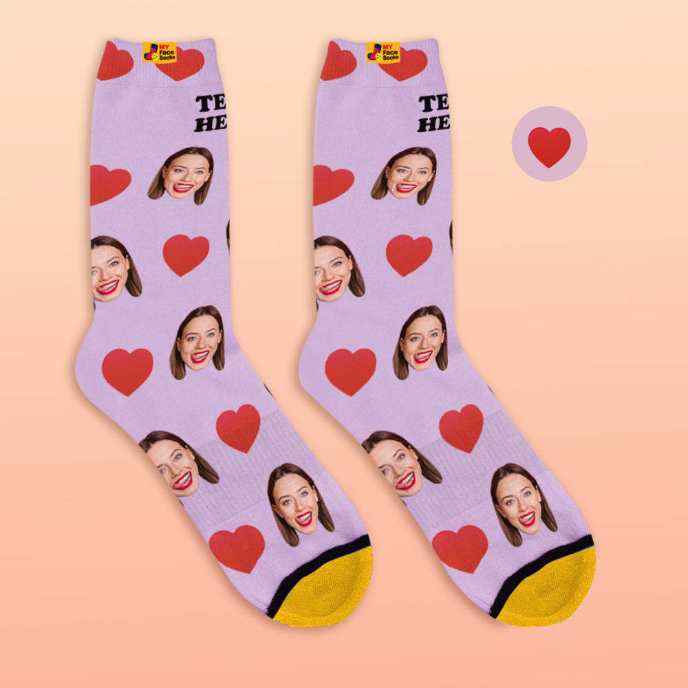 Custom 3D Digital Printed Socks My Face Socks Add Pictures and Name - Sweet Heart