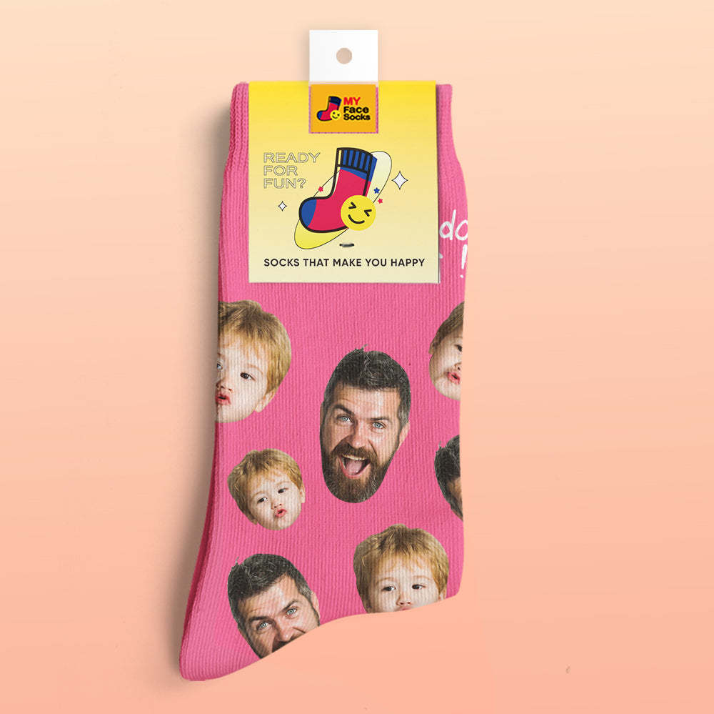 Custom 3D Digital Printed Socks My Face Socks Add Pictures and Name - Best Dad Ever