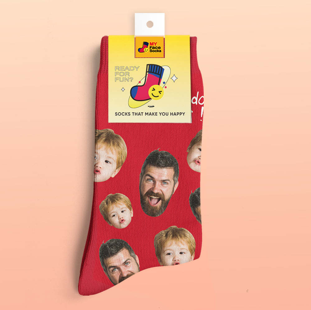 Custom 3D Digital Printed Socks My Face Socks Add Pictures and Name - Best Dad Ever