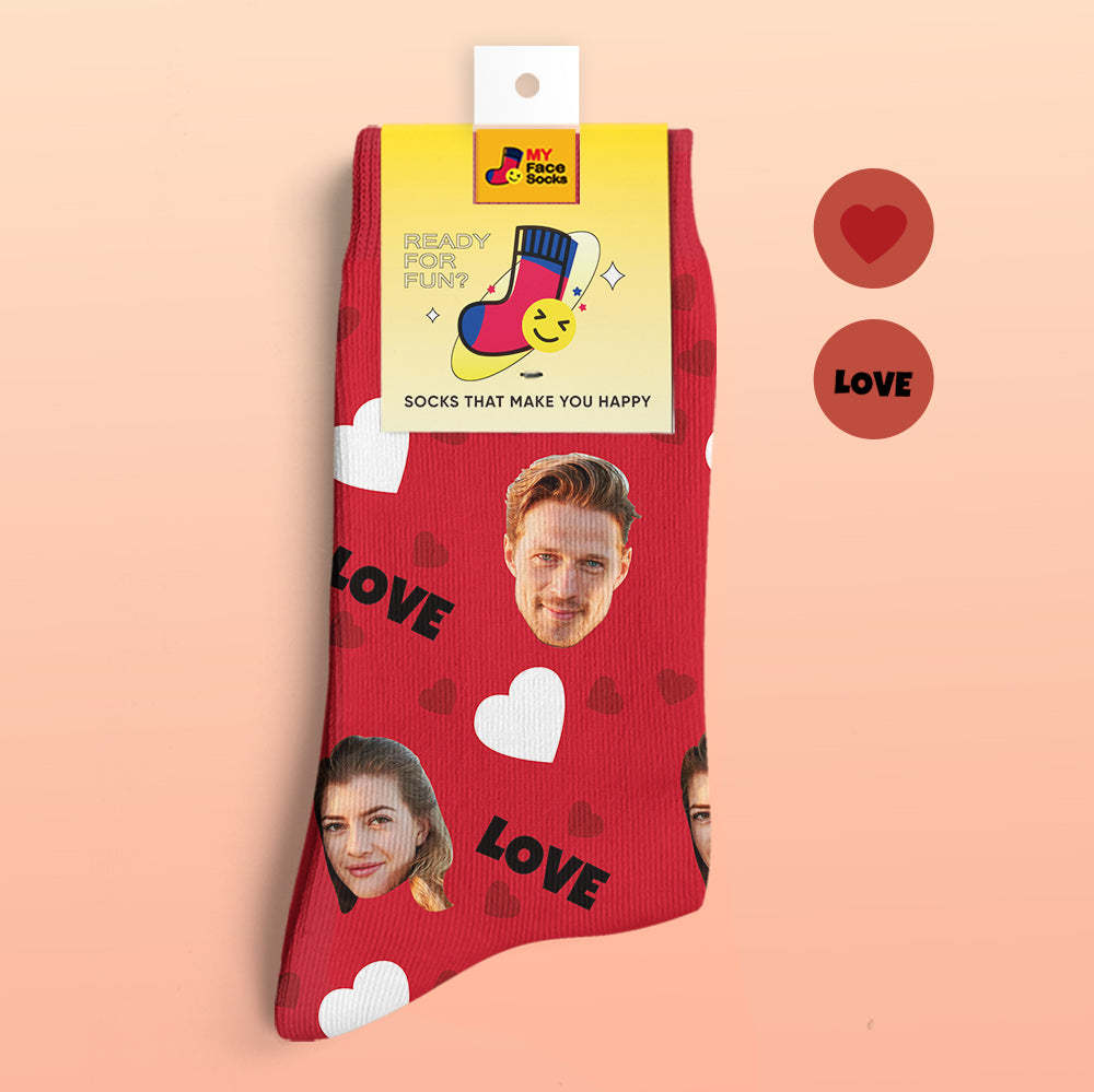 Custom 3D Digital Printed Socks My Face Socks Add Pictures and Name - Love