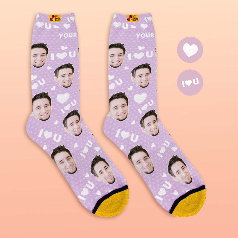 Custom 3D Digital Printed Socks My Face Socks Add Pictures and Name - I Love You